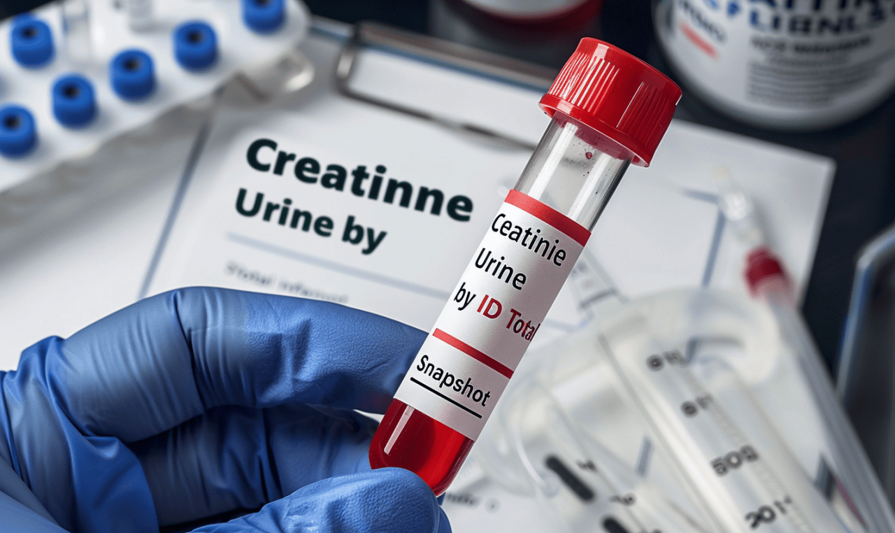 Tubo de ensayo con muestra de orina para análisis de creatinina alta