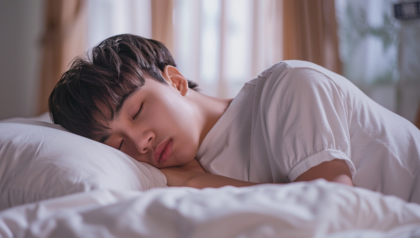 Persona durmiendo plácidamente en una cama, imagen representativa de trucos para dormir mejor.