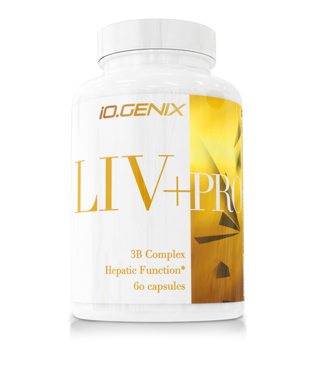 Suplemento LIV+PRO de iO.GENIX con colina suplemento para la salud hepática.