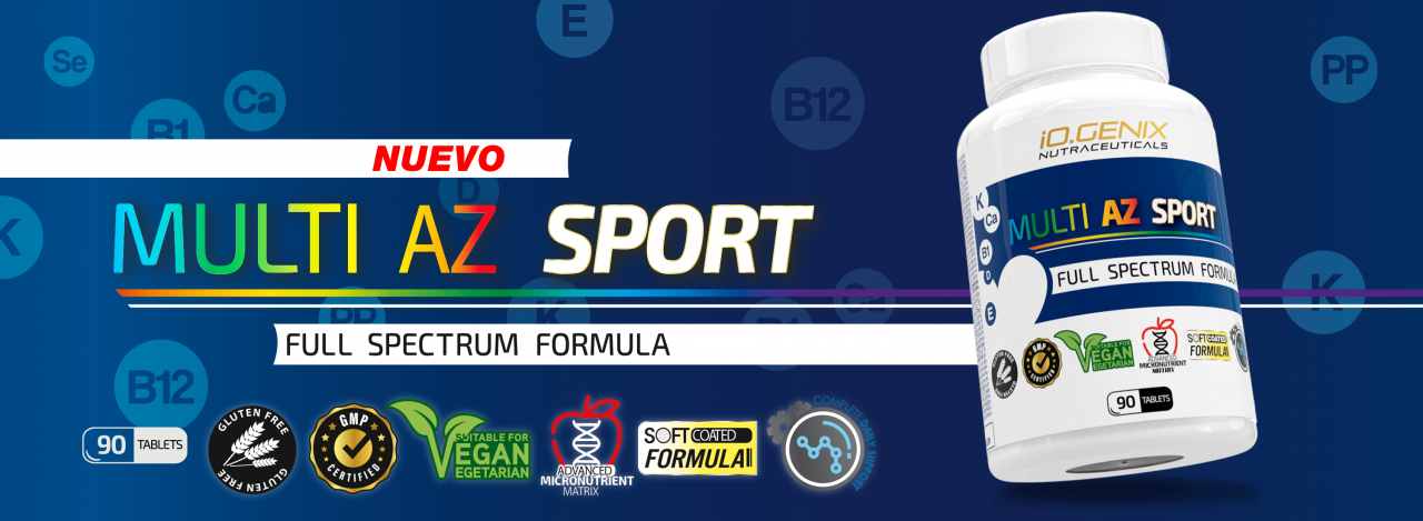Banner multivitamínico para deportistas: iO.GENIX Multi AZ Sport (Full Spectrum Formula)