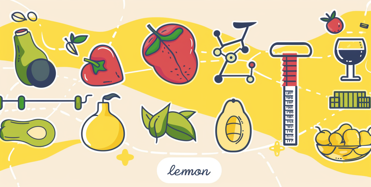 Ilustración con iconos de alimentación, ejercicio y balanza que representa los tipos de metabolismo.