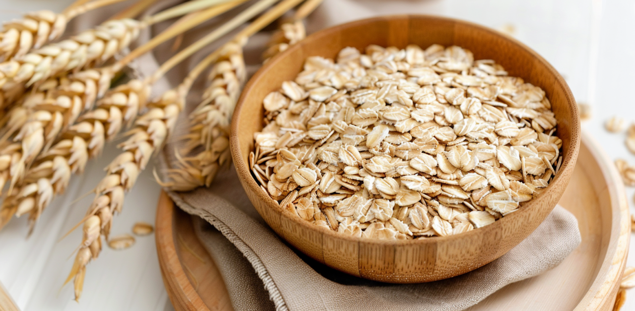 Bol de copos de avena que ilustra las 10 propiedades de la avena.