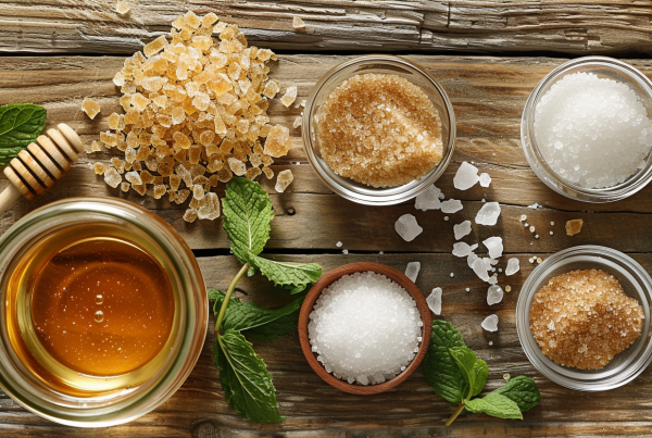 Ilustración conceptual sobre el debate entre azúcar o edulcorantes, enfocada en la comparación de ambas opciones para la salud metabólica y la alimentación diaria.