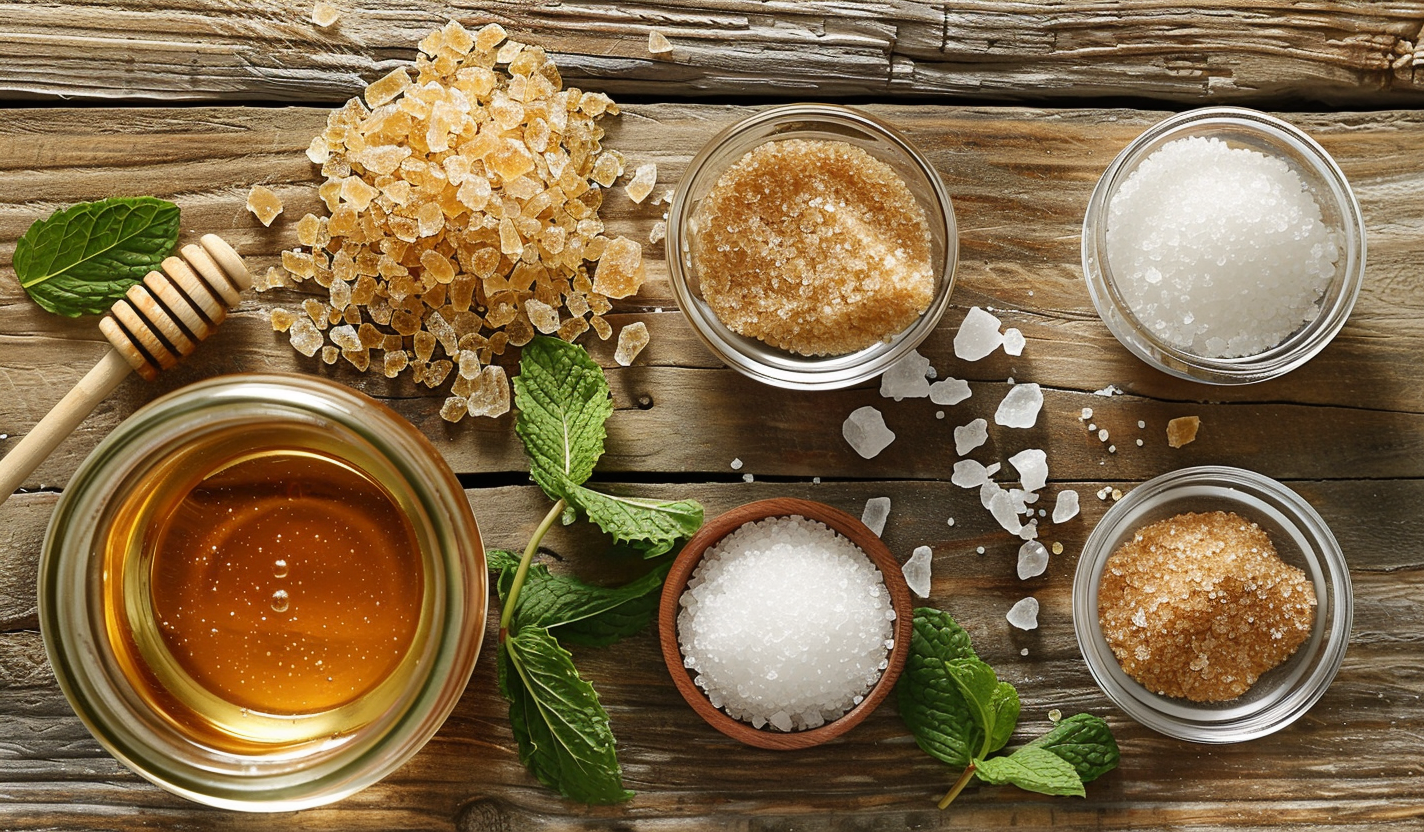 Ilustración conceptual sobre el debate entre azúcar o edulcorantes, enfocada en la comparación de ambas opciones para la salud metabólica y la alimentación diaria.