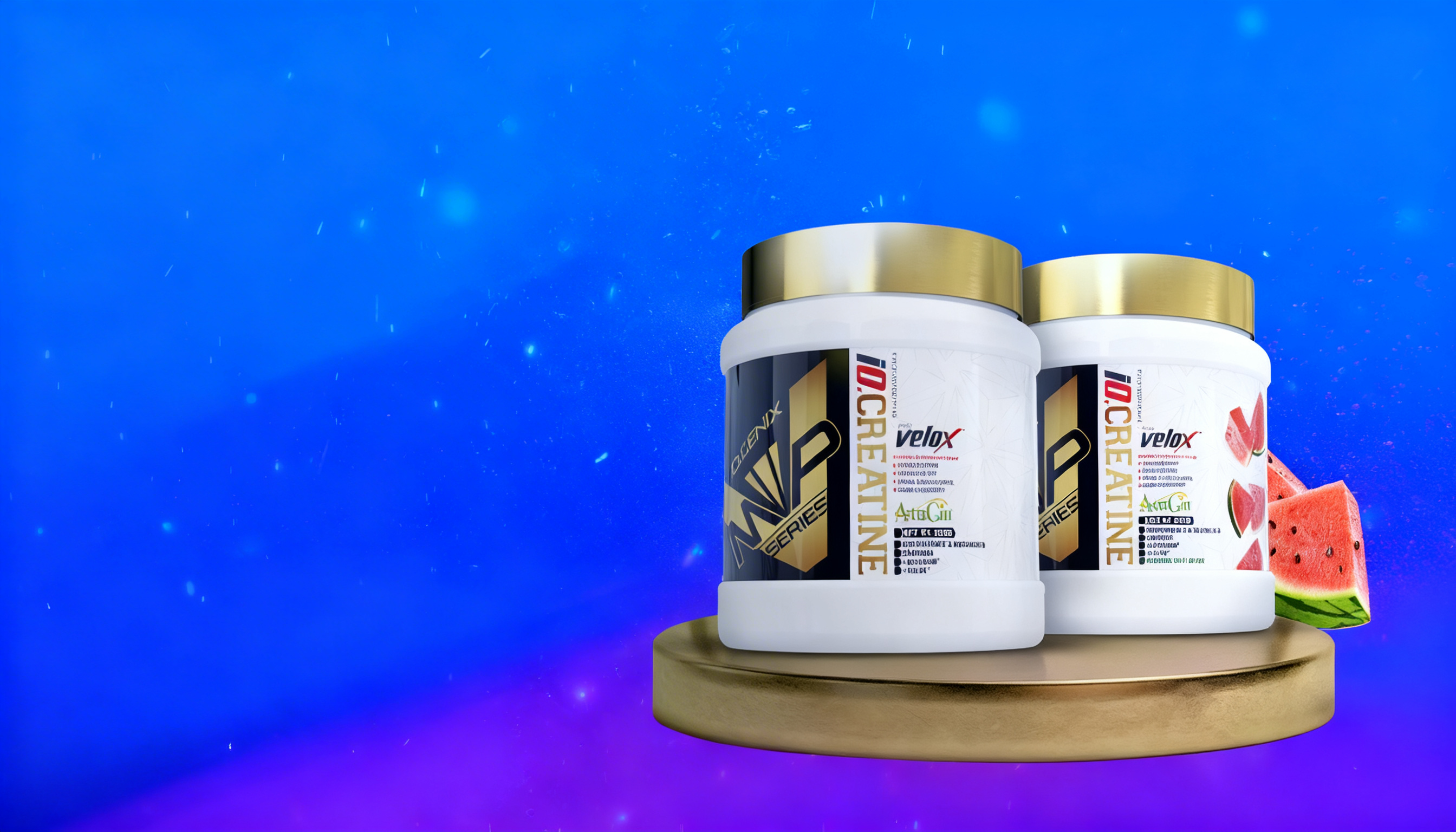 Bote de iO.CREATINE sabor watermelon de iO.GENIX, creatina monohidrato micronizada en polvo con Velox™, presentado en formato de 300 g.