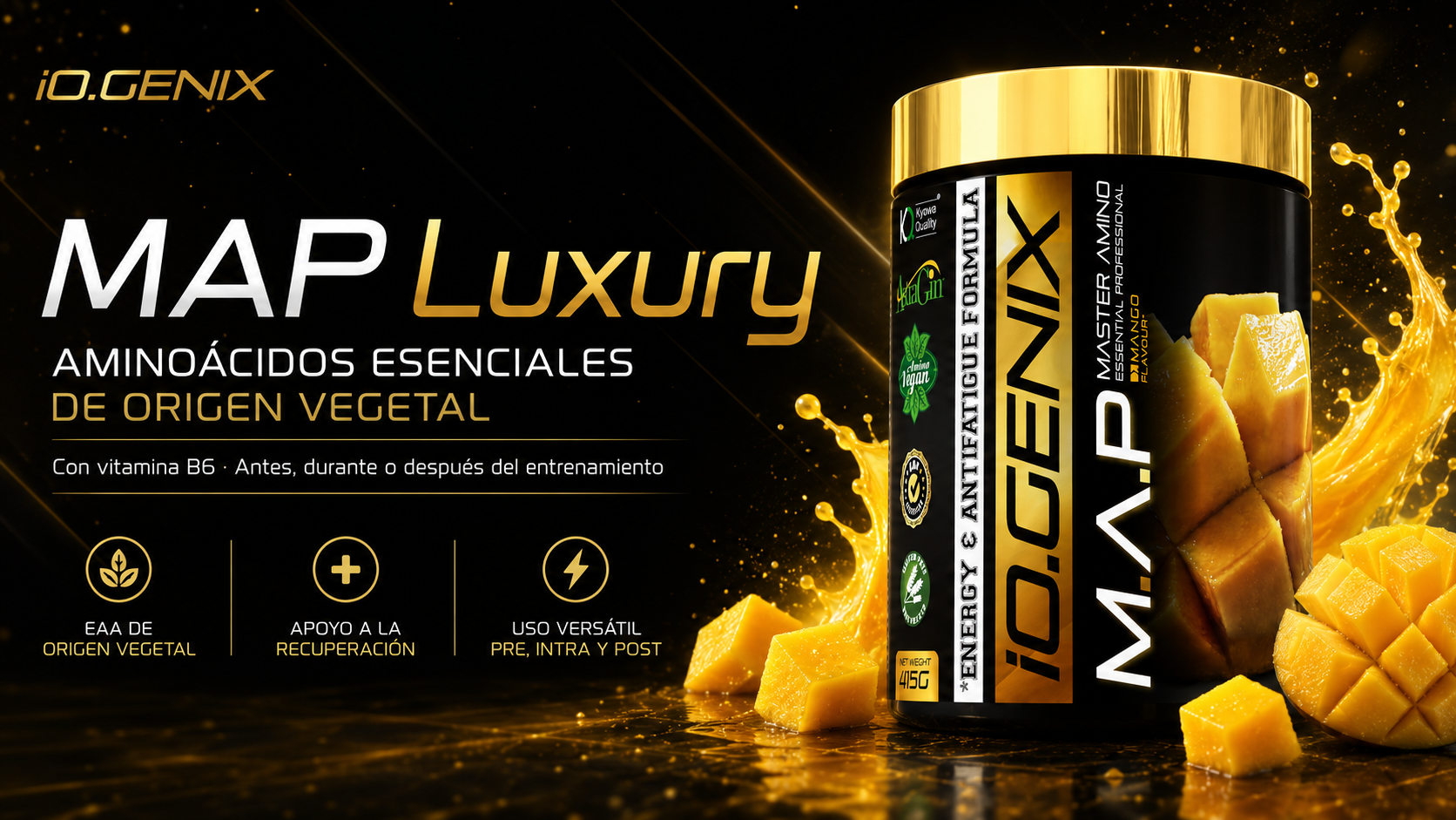 MAP Luxury: aminoácidos esenciales de origen vegetal con vitamina B6 para antes, durante o después del entrenamiento