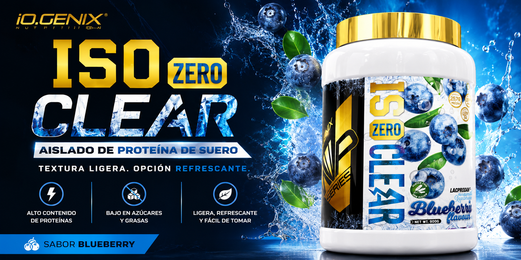 ISO CLEAR: aislado de proteína de suero con textura ligera para quienes prefieren una opción más refrescante