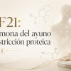 Banner del artículo FGF21: la hormona del ayuno y la restricción proteica, con elementos científicos, metabolismo y nutrición.