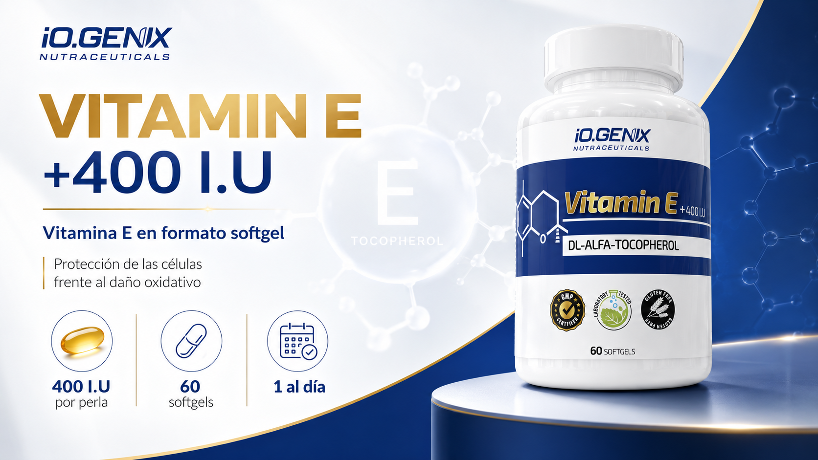Vitamina E +400 I.U: vitamina E en softgels para complementar la ingesta diaria
